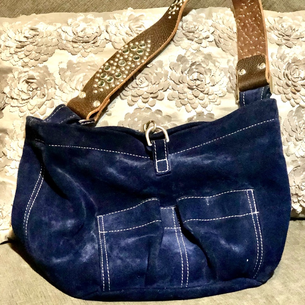 Tylie Malibu Deep Blue Suede rock star-studded bag
